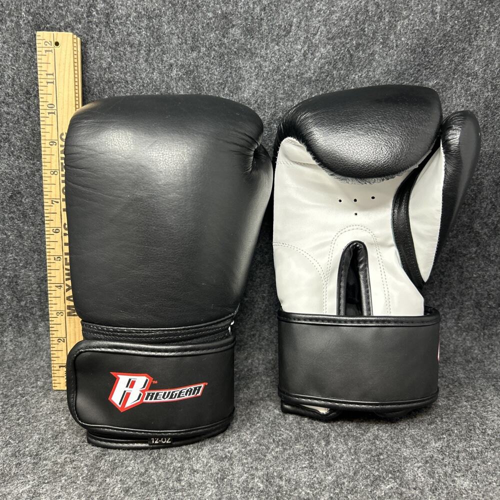 Revgear Boxing Gloves 12oz Pro Training Durable Black White